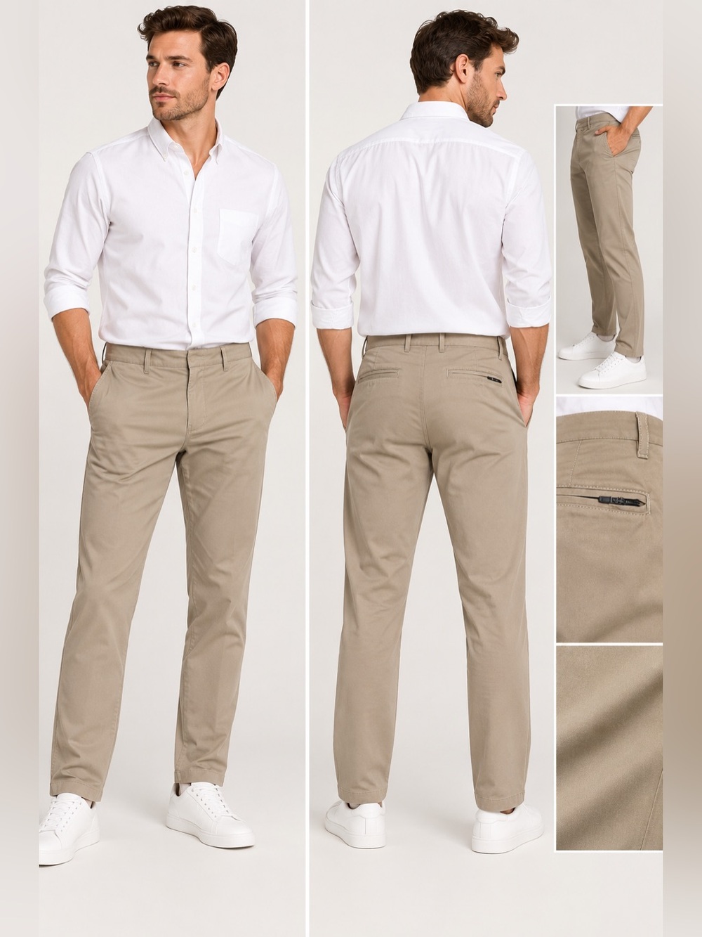 NWT Nordstrom Tech-Smart COOLMAX Slim Fit Chino Pants Tan 40W x 30L